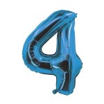 Ballon alu mylar 85cm chiffre 4 - ptit clown - bleu electrique - turquoise - bleu - intrieur - enfant ...