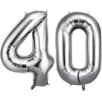 Ballon d'anniversaire 40 ans argent, foil ballon numéro chiffre 101cm, gonflable hélium, deco anniversaire ... Ballon d'anniversaire 40 ans argent, foil ballon numéro chiffre 101cm, gonflable hélium, deco anniversaire ...