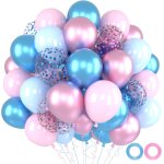 Ballons anniversaire rose bleu, 52 pièces ballon helium métallique et ballon confettis avec ruban, arche ... Ballons anniversaire rose bleu, 52 pièces ballon helium métallique et ballon confettis avec ruban, arche ...