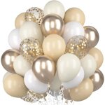 Ballons beige blanc sable, 60 pices ballons a hlium champagne or mat blanc, ballons en latex pastel ...