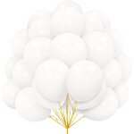Ballons blanc, 30 pcs ballons blanc en latex 12 pouces 30, 5 cm ballon blanc avec ruban pour femmes garons ...