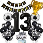 Ballon de football 13e anniversaire ballon h�lium noir 13e anniversaire gar�on g�teau topper football ...