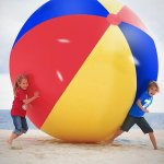 Ballon de plage gonflable trois couleurs 80 / 100cm, balle epaisse en pvc, divertissement, grand jouet ...