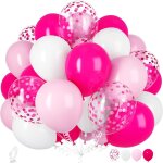 Ballons rose blancs, 30 pices 12 pouces roses pastel rose vif mat confettis latex ballon baudruche avec ...