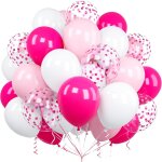 Ballons rose blancs, 60 pices 12 pouces roses pastel rose vif mat confettis latex ballon baudruche avec ...