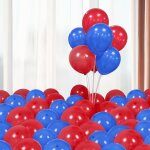 Ballons rouges et bleus avec ruban de forme ronde en latex pour dcoration d'anniversaire sur le thme ...