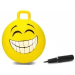Ballon sauteur xl 45 cm jaune visage souriant - pvc robuste + pompe - enfant - 50 kg max - set jouet ...