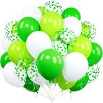 Ballons verts et blancs, 60 pi�ces 12 pouces vert confettis latex h�lium ballons avec ruban pour filles ...