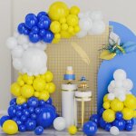 Balloon arch kit, blue, yellow, white, 125 pieces set garland balloons blue yellow white latex party ...