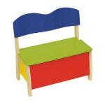 Banc - coffre a jouets - roba - multicolore - bois massif et mdf - pour enfant