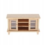 Banc tv en bois 1 / 12 pour maison de poupée en bois naturel Banc tv en bois 1 / 12 pour maison de poupée en bois naturel
