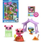 Bandai - pack set camping 3 animaux et accessoires - lps panda ecureuil toucan - coffret jouet mini figurines ...