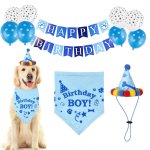 Bandana d'anniversaire avec chapeau pour chien, fournitures de fte pour chien, dcorations mignonnes, ...