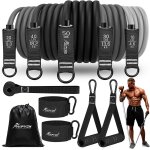 Bande elastique fitness, elastique musculation bandes de résistance lot de 5 - avec poignées sangles ... Bande elastique fitness, elastique musculation bandes de résistance lot de 5 - avec poignées sangles ...