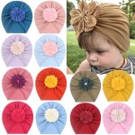 Bandeau pour bb, mode europenne et amricaine, doux, assorti, chapeau a fleurs, chapeau indien chaud, ...