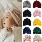 Bandeau en caoutchouc et velours pour bb fille, turban indien, bonnet, chapeau, accessoires pour cheveux ...