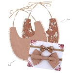 Bandeau de cheveux en coton doux avec noeud papillon pour bb, ensemble bavoir double face, serviette ...