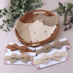 Bandeau de cheveux princesse a nud papillon, couleur unie, ensemble de bavoir a bouton - pression, ...