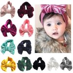 Bandeau en coton elastique pour bbs filles, avec gros nud, accessoires pour cheveux, en velours dor, ...