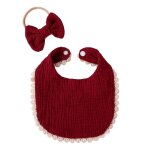 Bandeau lastique  noeud pour bb fille, ensemble de serviettes pour salive, bandeau de cheveux princesse, ...