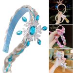 Bandeau de princesse pour filles, perruque longue tress�e, couvre - chef, flocon de neige, couronne en ...