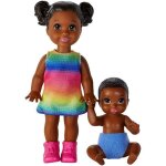 Barbie - coffret frere et soeur brune - coffret incluant 2 poupees et 1 bebe en couche culotte amovible ...