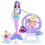Barbie dreamtopia barbie - babysitting au fond de l'oc�an - coffret poup�e et 3 b�b�s