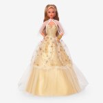 Barbie - barbie joyeux nol 2023 - poupe robe dore et cheveux chtains