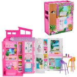 Barbie barbie - maison de vacances - coffret et poup�e, 4 zones et 11 accessoires