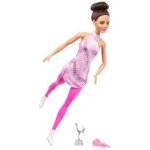 Barbie poupe mtier patineuse artistique avec tenue rose amovible