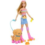 Barbie barbie - poup�e barbie et son chiot sur patins � roulettes - avec laisse