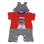 Barboteuses a manches courtes pour poupe de bb fille, ensemble de 2 pices, chapeau a motif caw, look ...