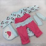 Barboteuse, pantalon, chapeau, chaussettes, tenue pour poupe de bb fille de 22 a 23 pouces