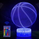 Basketball veilleuse enfant, 3d lampe dambiance tactile a illusion doptique led avec t�l�commande, basket ...
