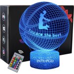 Basketball veilleuse enfants, basket ball 3d lampe 16 couleurs changeantes a intensit variable, cadeau ...