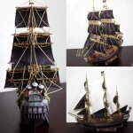 Bateau en papier pour pirate des carabes, modle de bateau de guerre noir, a faire soi - mme, w4q7
