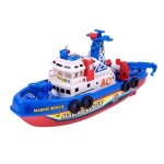 Bateau de pompiers electrique avec t�l�commande, jouets pour enfants, avec lumi�re et musique, cadeaux ...