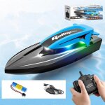 Bateau tlcommand, haute vitesse avec lumire led rc bateau pour piscines et lacs, 20 + kmh 2. 4 ghz ...