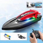 Bateau tlcommand, haute vitesse avec lumire led rc bateau pour piscines et lacs, 20 + kmh 2. 4 ghz ...