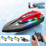 Bateau tlcommand, haute vitesse avec lumire led rc bateau pour piscines et lacs, 20 + kmh 2. 4 ghz ...