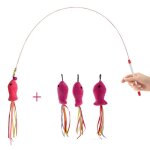 Bton de chat en mtal elastique, baguette amusante, jouet + 3 pices, faux poissons en peluche remplaables, ...