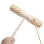 Batteur de bloc de bois a deux tons, jouet de percussion guiro a poignée en bois Batteur de bloc de bois a deux tons, jouet de percussion guiro a poignée en bois