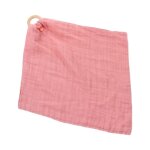 Bavoir avec anneau de dentition en bois pour bb, serviette apaisante, couleur unie, bandana, jouets ...