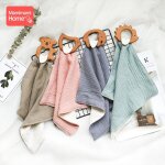 Bavoirs bandana en bois pour b�b�, anneau de dentition en h�tre, en coton, a tremper, huile d'olive, ...