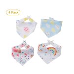 Bavoirs bandana en coton pour bb, lot de 4, triangle, doux, absorbant, confortable, motifs de dessin ...