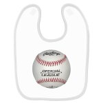 Bavoir b�b� imprim� balle de baseball blanc