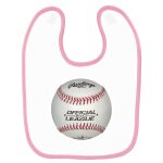 Bavoir b�b� imprim� balle de baseball rose