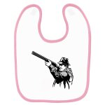Bavoir bb imprim ch18 chasseur fusil rose