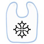 Bavoir bébé imprimé croix occitane bleu Bavoir bébé imprimé croix occitane bleu