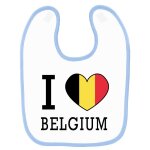 Bavoir b�b� imprim� drapeau i love belgique bleu